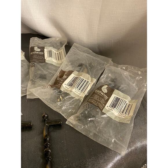 Set of 8 Belwith Antique English Satin Brass Drawer Handles 3 1/4 in. NOS - Picture 4 of 10